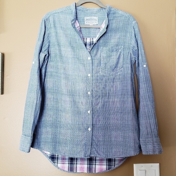 JACHS Girlfriend Tops - JACHS Girlfriend Striped & Plaid Button down